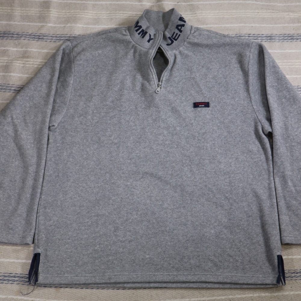 VTG TOMMY JEANS Fleece Spellout Collar Pullover - Picture 3 of 8